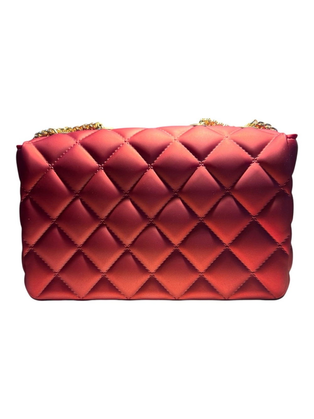 Jelly Quilted Chain Crossbody Bag Burnt Coral Gold Hardware NWT 8x5 - Picture 2 of 4